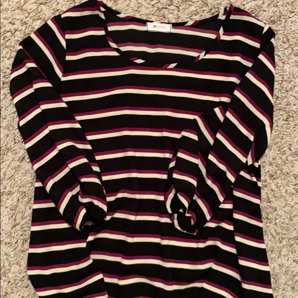 Black and maroon striped shirt